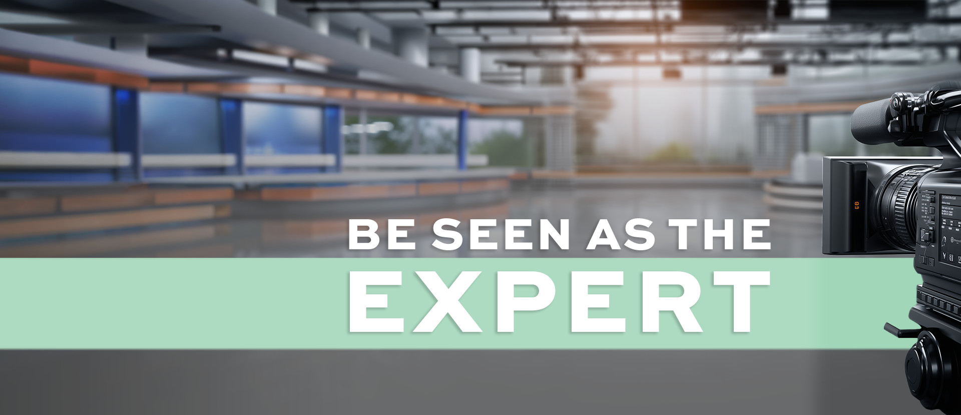 A hero image with a tv studio and camera