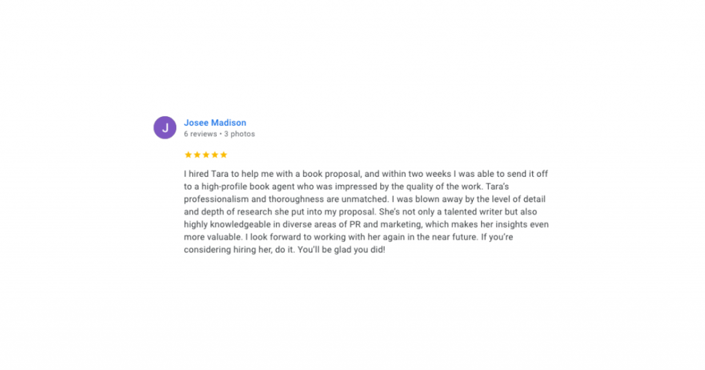 Book proposal review from Jose Madison