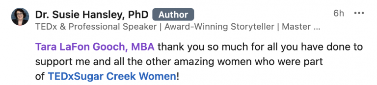 Susie TEDx comment