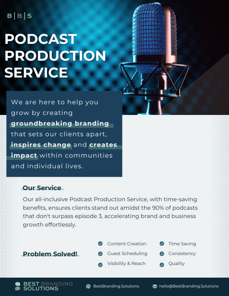 Podcast Production Services list sales sheet